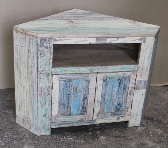 Offen und Türen TV-Eckschrank - Shabby-Chic Fernsehschränke - shabby