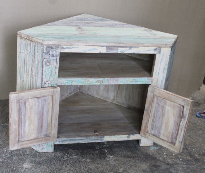 Offen und Türen TV-Eckschrank - Shabby-Chic Fernsehschränke - shabby