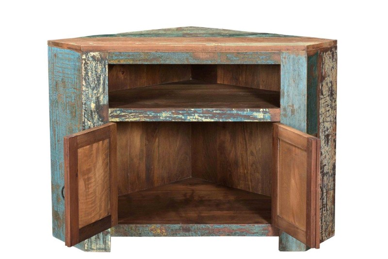 Offen und Türen TV-Eckschrank - Shabby-Chic Fernsehschränke - shabby